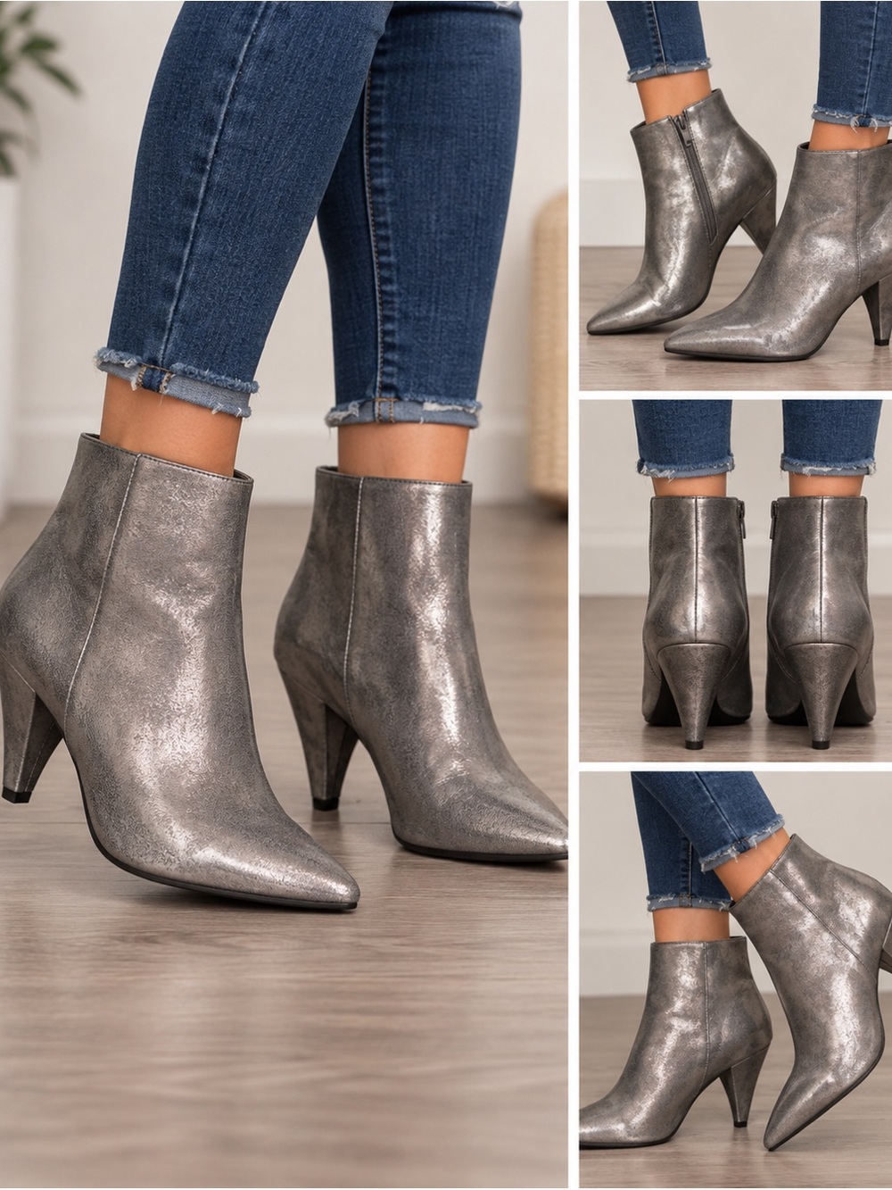 Silver Ankle Boots